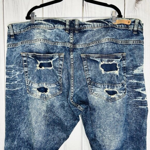 Evolution by Design Jeans Men 46x33 Acid Wash Blue Baggy Hip Hop Distressed Y2k - Picture 11 of 15